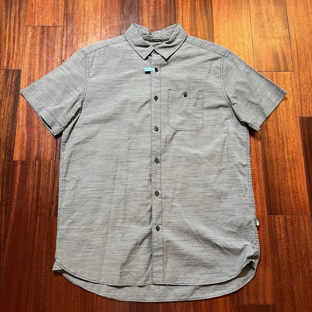The North Face Shirt Mens Large Gray Button Up Short Sleeve 100% Cotton Hiking *